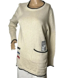 Habitat oversized,cotton knit,trim rib,embroidered sweater women  PTP 19”